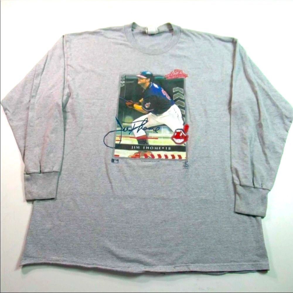 ⚾️ • VINTAGE 2002 Jim Thome Long Slv Tee Cleveland Indians Playoff Absolute • ⚾️